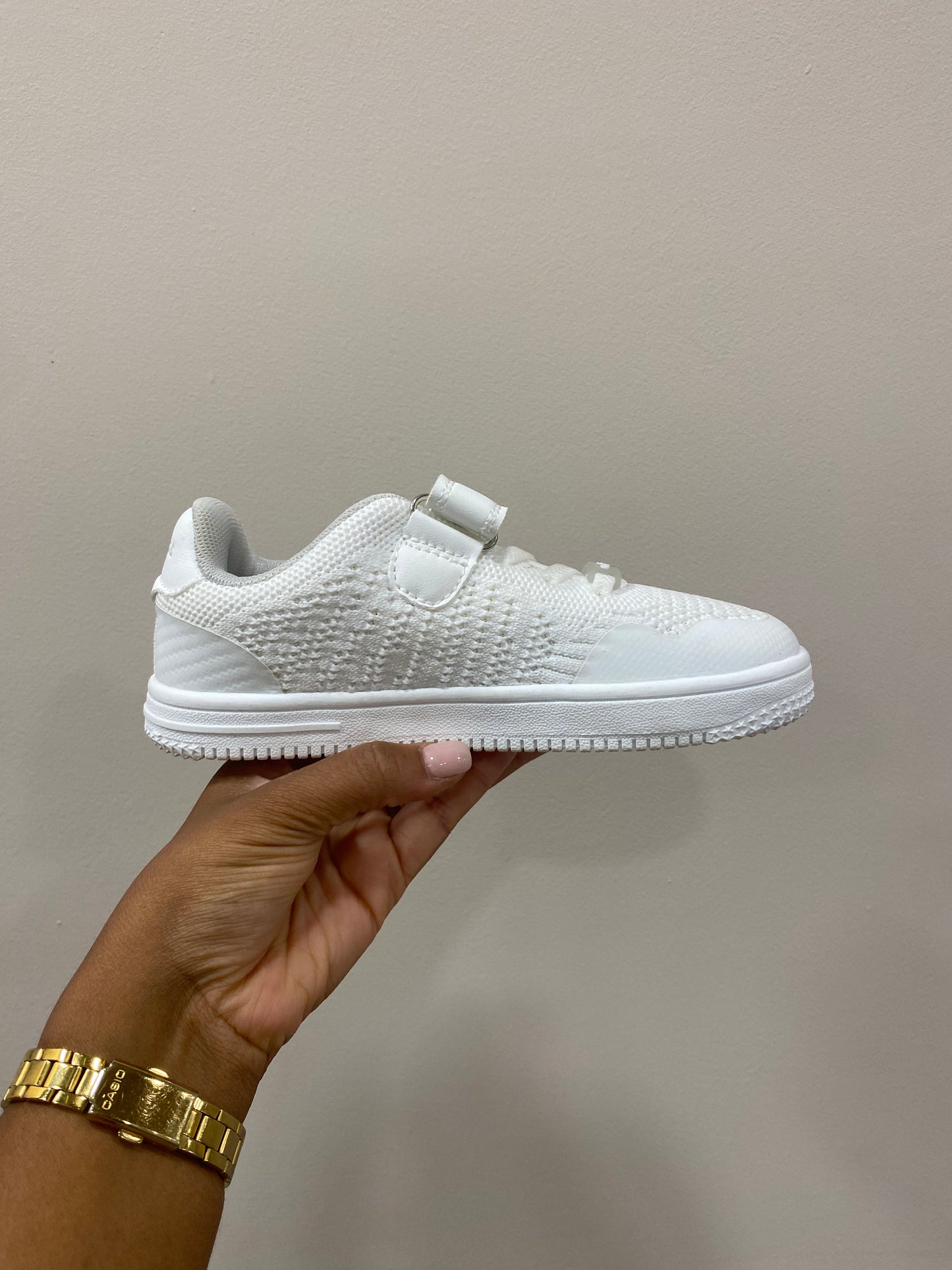 Zapatos colegiales barefoot Conguitos Goflex blancos vista lateral