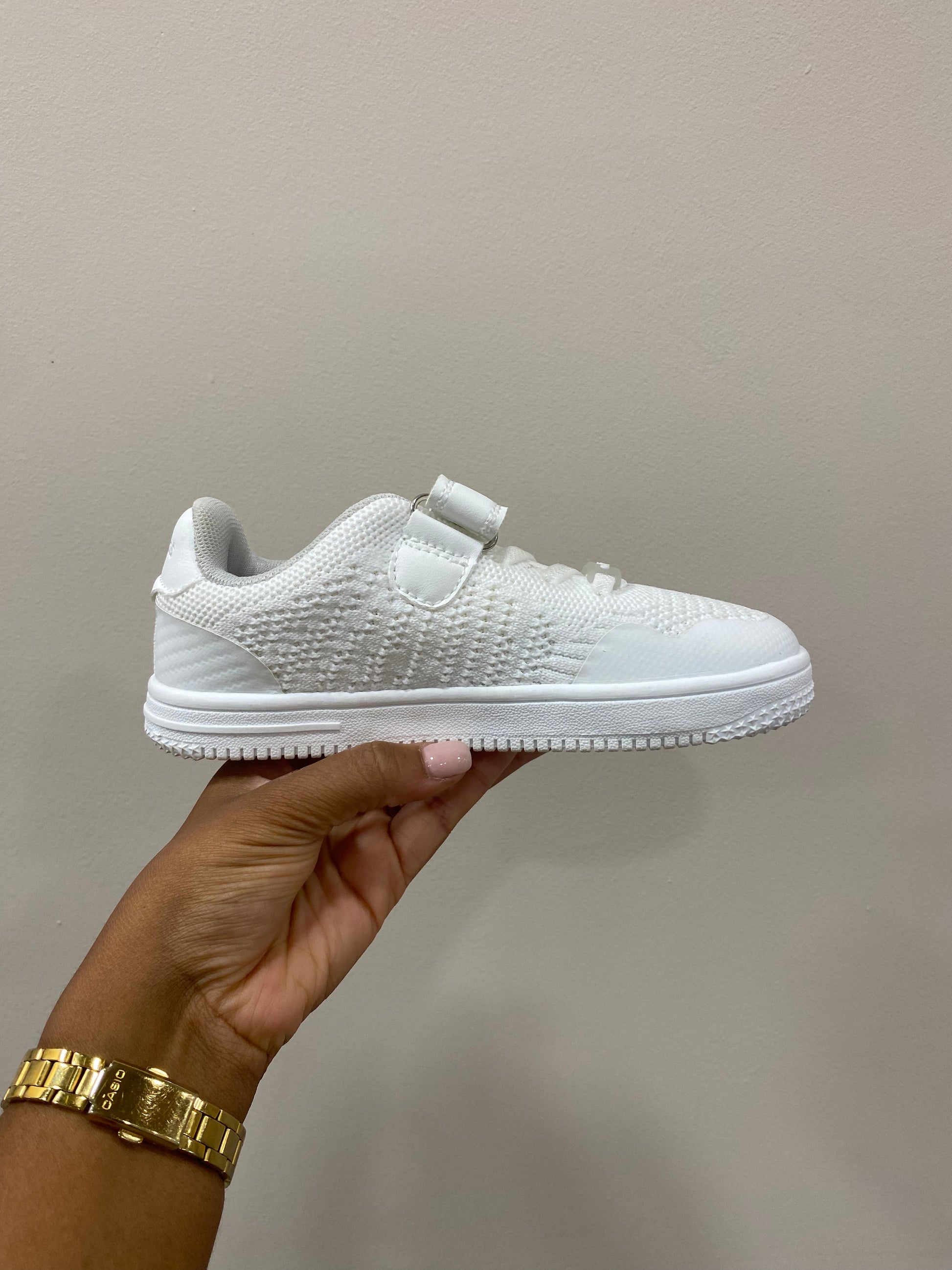 Zapatos colegiales barefoot Conguitos Goflex blancos vista lateral