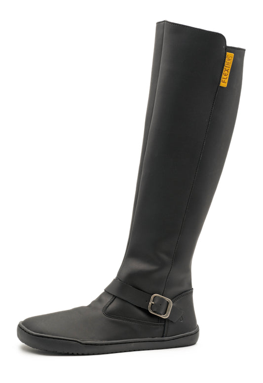 Botas altas barefoot mujer Flexinens piel negro