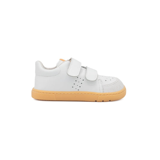 Deportivas barefoot infantiles Titanitos Iker blanco y naranja