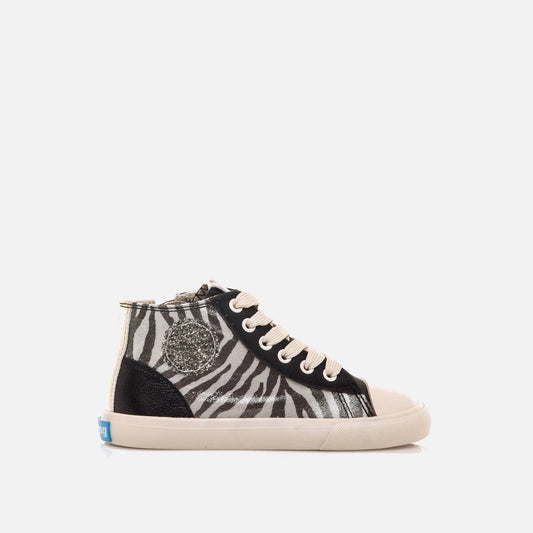 Zapatillas abotinadas Mustang Free cebra con glitter