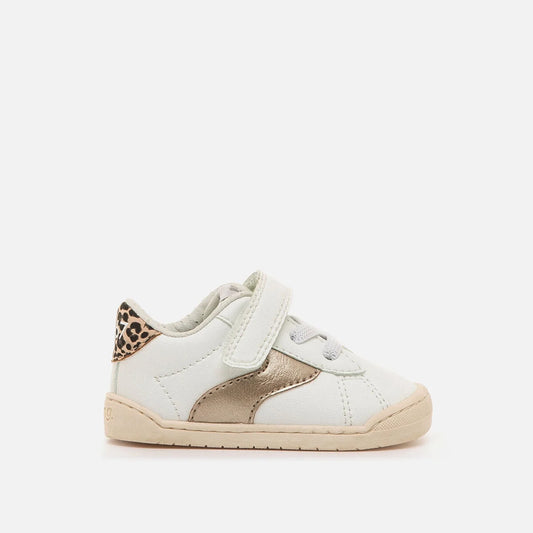 Zapatillas barefoot bebé Mustang Free Baby Ferdi blanco y dorado