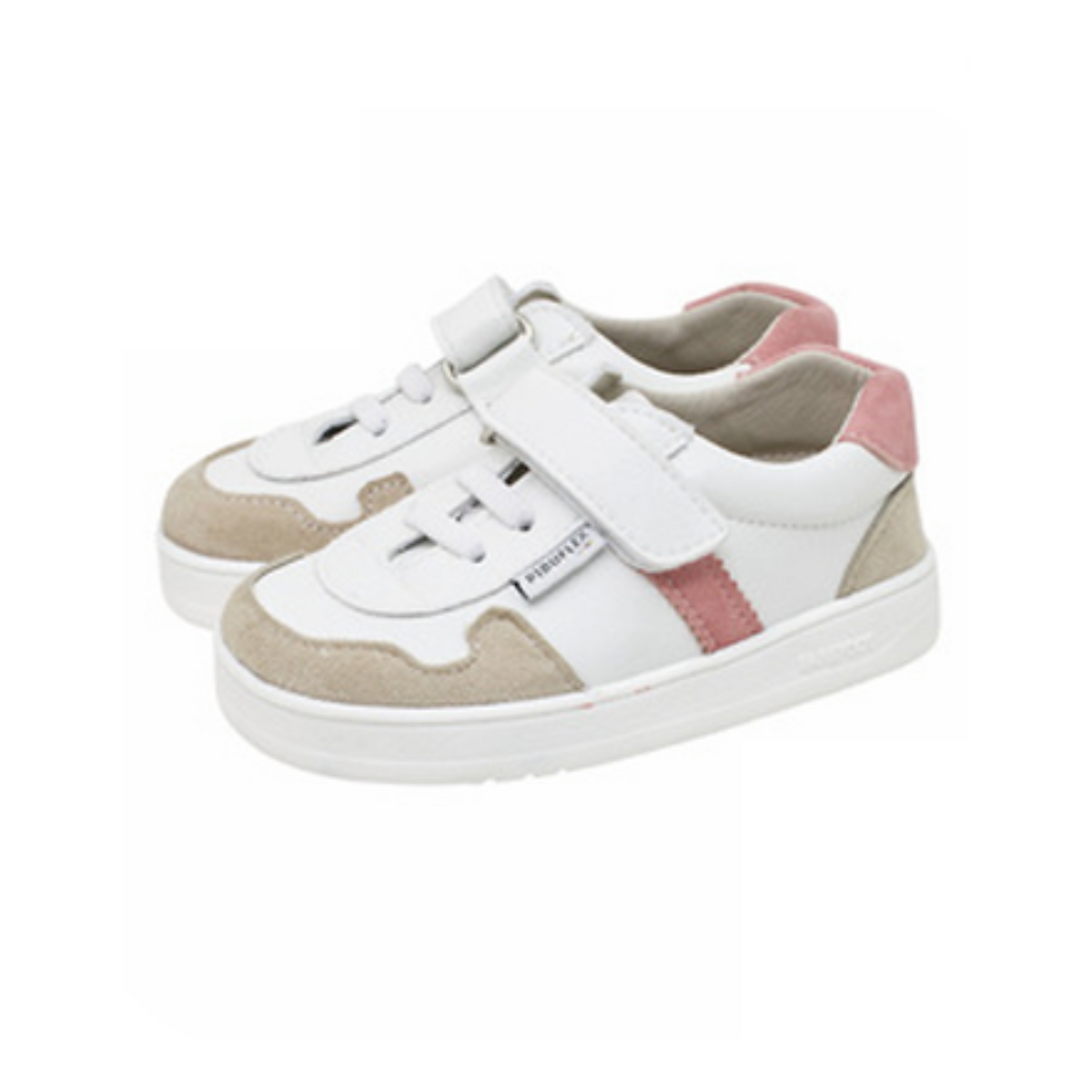 Zapatillas Piruflex barefoot niña blanco y rosa